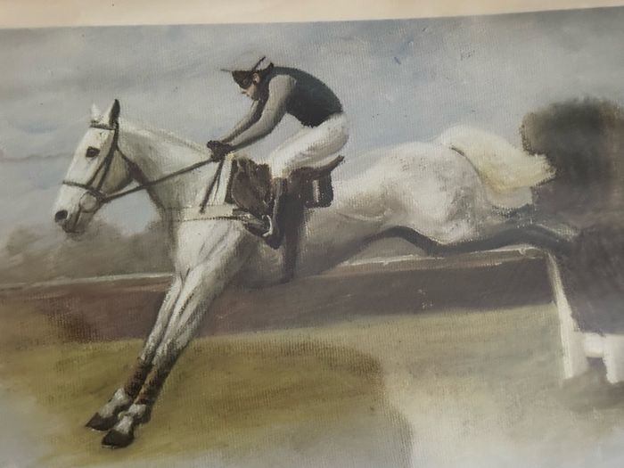 Des Snee Signed Limited Edition Print - "White Tornado" (Desert Orchid, 1989) - 73 x 65 cm
