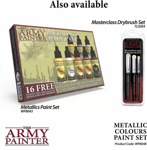 Metallic Colours Paint Set | 10 Acrylic Paints for Collectors in Wargames Miniature Model Painting