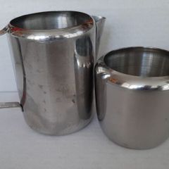 vintage stainless Steel milk jug and sugar bowl