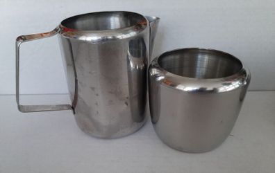 vintage stainless Steel milk jug and sugar bowl