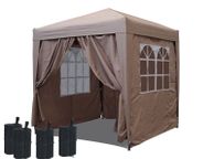 main image for ad Pop-up gazebo 2.5 x 2.5 m grey beige with 4 Easy-Velcro side walls with 2 zippers.