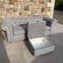 Beautiful grey chesterfield sofa & storage pouffe Image 3