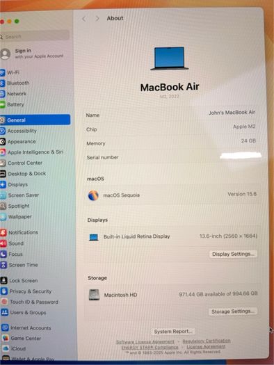 13.6 Inch M2 Macbook Air 1tb Ssd 24gb Ram