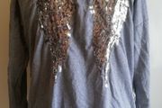 Italy Moda Ladies Sequin Angel Wings Baggy Oversized Hoodie Jacket Grey New With Tags UK 16-18 CAN POST