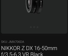 Nikon Nikkor Z Dx 16-50mm F/3.5-6.3 Vr Black