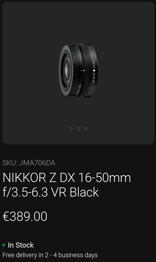 Nikon Nikkor Z Dx 16-50mm F/3.5-6.3 Vr Black