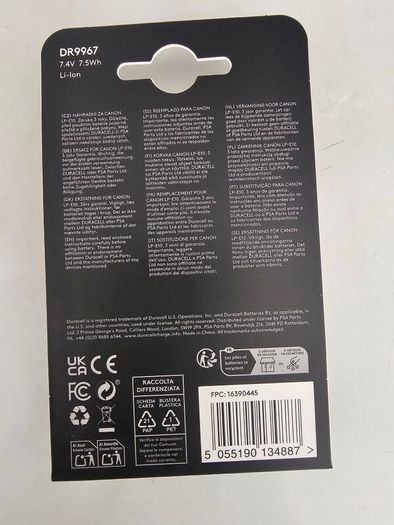 Duracell LP-E10 battery,Replacement Battery,Compatible with Canon EOS Rebel T3, T5, T6, T7, T100, 1100D, 1200D, 1300D, 1500D, 2000D, 3000D, 4000D