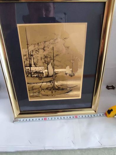 Lovely Gold Pictuer Of Saling Boat.