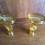 A Pair of Vintage 6 inch Amber Glass candle holders Image 4