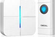Wireless Doorbell, OMERIL IP55 Waterproof Door Bell Chime Kit with 1000ft Range, 52 Chimes, 4-Level Volume &amp; Blue Light, Plug in Doorbells Wireless Cordless for Home, Office -Batteries Included