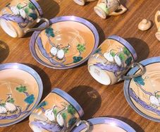 Title: Vintage Japanese Lusterware Coffee & Tea Set (18-Piece)