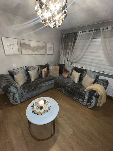 velvet L sofa