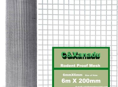 200mmX6m Rodent Mesh Sheet,Welded Steel Mesh Panels,Hot Dip Galvanised Wire Netting Fence Mesh-Stop & Prevent Rat & Mouse and Snake Through