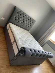 Brand New Sleigh Chesterfield Bed Frame With Mattress