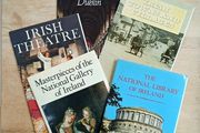 Five books from the Eason Irish heritage series - Trinity library, National library, Irish towns and villages, Irish theatre and national gallery.