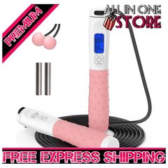 Skipping Rope Adult Fitness, Digital Speed Jump Rope with Counter [Ropeless for Indoor Use] for Women Men and Kids, Weighted Handles, Adjustable Rope, Exercise Equipment for Crossfit Boxing (FREE SHIPPING)