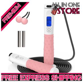 Skipping Rope Adult Fitness, Digital Speed Jump Rope with Counter [Ropeless for Indoor Use] for Women Men and Kids, Weighted Handles, Adjustable Rope, Exercise Equipment for Crossfit Boxing (FREE SHIPPING)