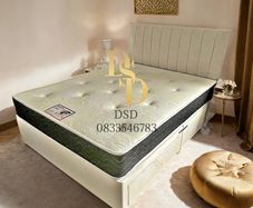 5ft Cream Fabric Bed and Mattress
