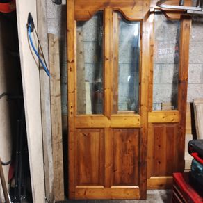 Interior Solid Wood and Glass Double Doors