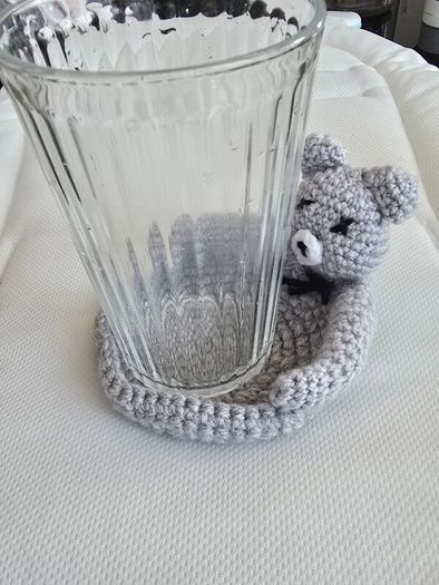 Handmade Crochet Teddy Tea Coaster / Trinket Holder