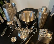 Premium Stainless Steel Cocktail Set, Hip Flasks, Decanter