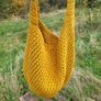 Handmade cotton crochet tote bag - mustard yellow, shopping bag, woven shopper  bag Image 4