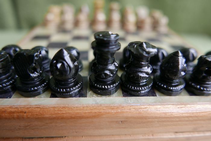 Chess Set made from Stone and Wood 6,5" x 6,5"