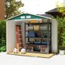 7ft x 4ft Lockable Garden Shed Large Patio Roofed Tool Metal Storage Building Foundation Sheds Box Outdoor Furniture, Green Image 9