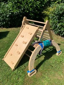 montessori pikler triangle, slide with climber, arch, cushion for rocking chair and tent cover