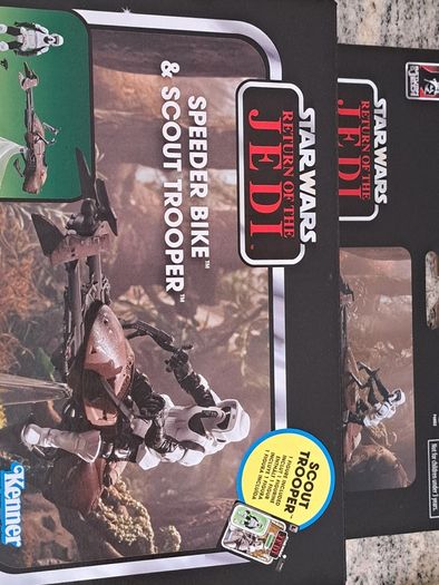 Star wars boxed speeder bike and scout Trooper
