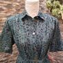 Vintage Shirt Dress Green and Navy Print Image 9