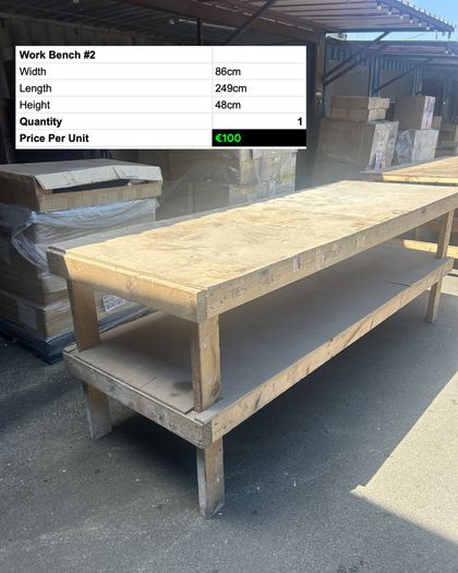 Heavy Duty Wooden Work Bench 249cm Workshop Table