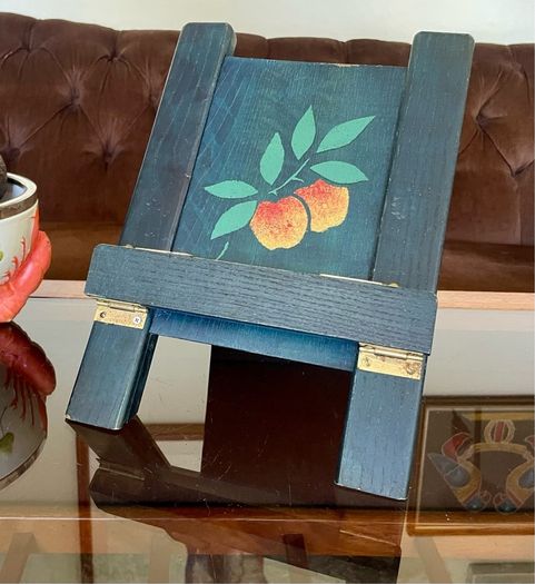 Rustic Teal Blue Wooden Cookbook Stand Folding Recipe Book Holder Tablet iPad Easel