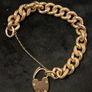 Stunning Antique 9ct Gold Curb Link Bracelet, Heart Clasp and Safety Chain 30.25 grams Image 3