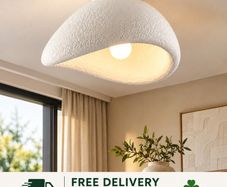 Wabi Sabi Ceiling Light White Stone Effect 38cm Modern Organic Design