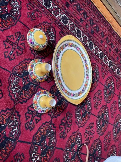 Ceramic Candle Holders On Plate With Bowl