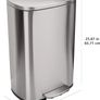 Rectangular Kitchen Pedal Bin with Steel Bar Pedal, Soft-Closing Mechanism, Brushed Stainless Steel, 50 L Image 3