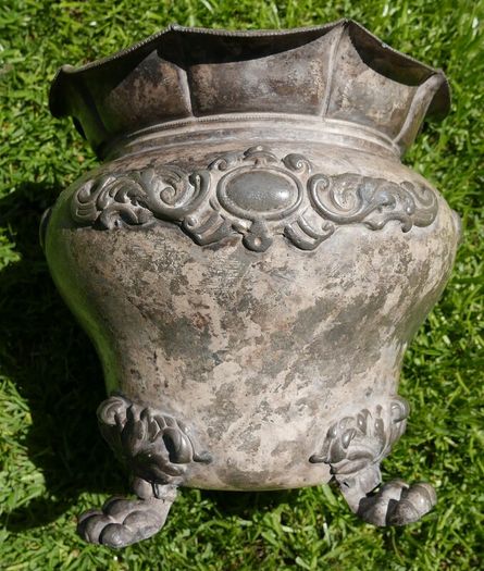Pretty Victorian Round Metal Planter - Walker and Hall Sheffield