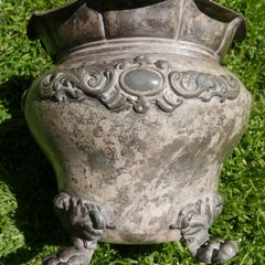 Pretty Victorian Round Metal Planter - Walker and Hall Sheffield