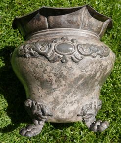 Pretty Victorian Round Metal Planter - Walker and Hall Sheffield