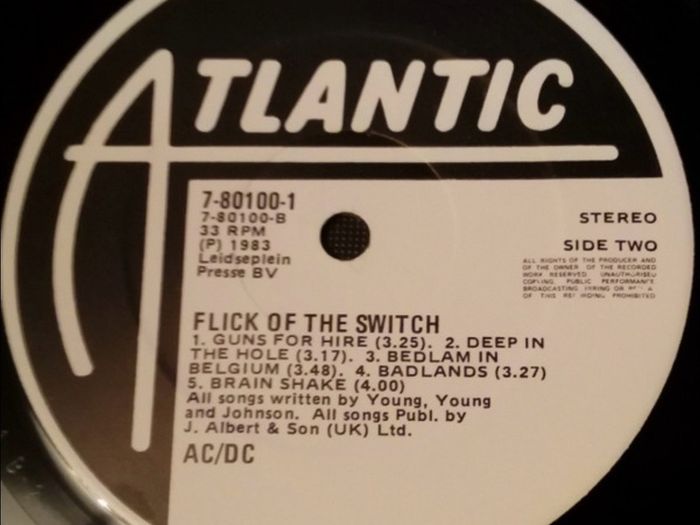 AC/DC Original Irish 1983 release of Flick of the Switch in vg++ condition