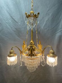 FLAS SALE ! WAS 850 NOW 650 ! Beautiful French Brass & Crystal Chandelier.