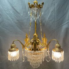 FLAS SALE ! WAS 850 NOW 650 ! Beautiful French Brass & Crystal Chandelier.