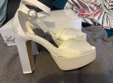 Lipsy White Satin Platform Heels