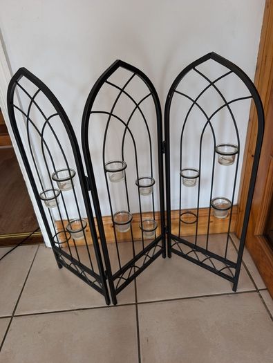 Gothic decorative fire screen with tea light holders