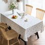 Rectangular Cotton Linen Tablecloth White Oblong Tablecloth Washable Dustproof Lilac Flowers (MULTIPLE SIZES, SEE DESCRIPTION) Image 2