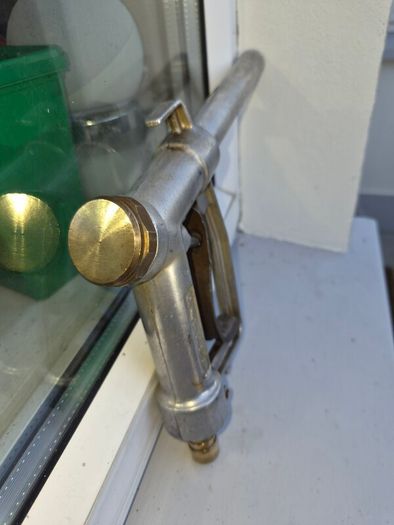 old 1960s brass aluminium fuell filler nozzle