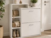 White Shoe Storage Cabinet with Shelves
