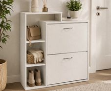 White Shoe Storage Cabinet with Shelves