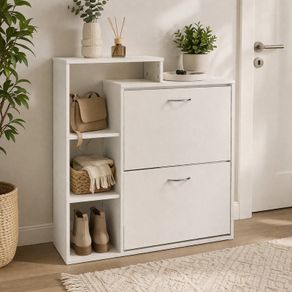 White Shoe Storage Cabinet with Shelves